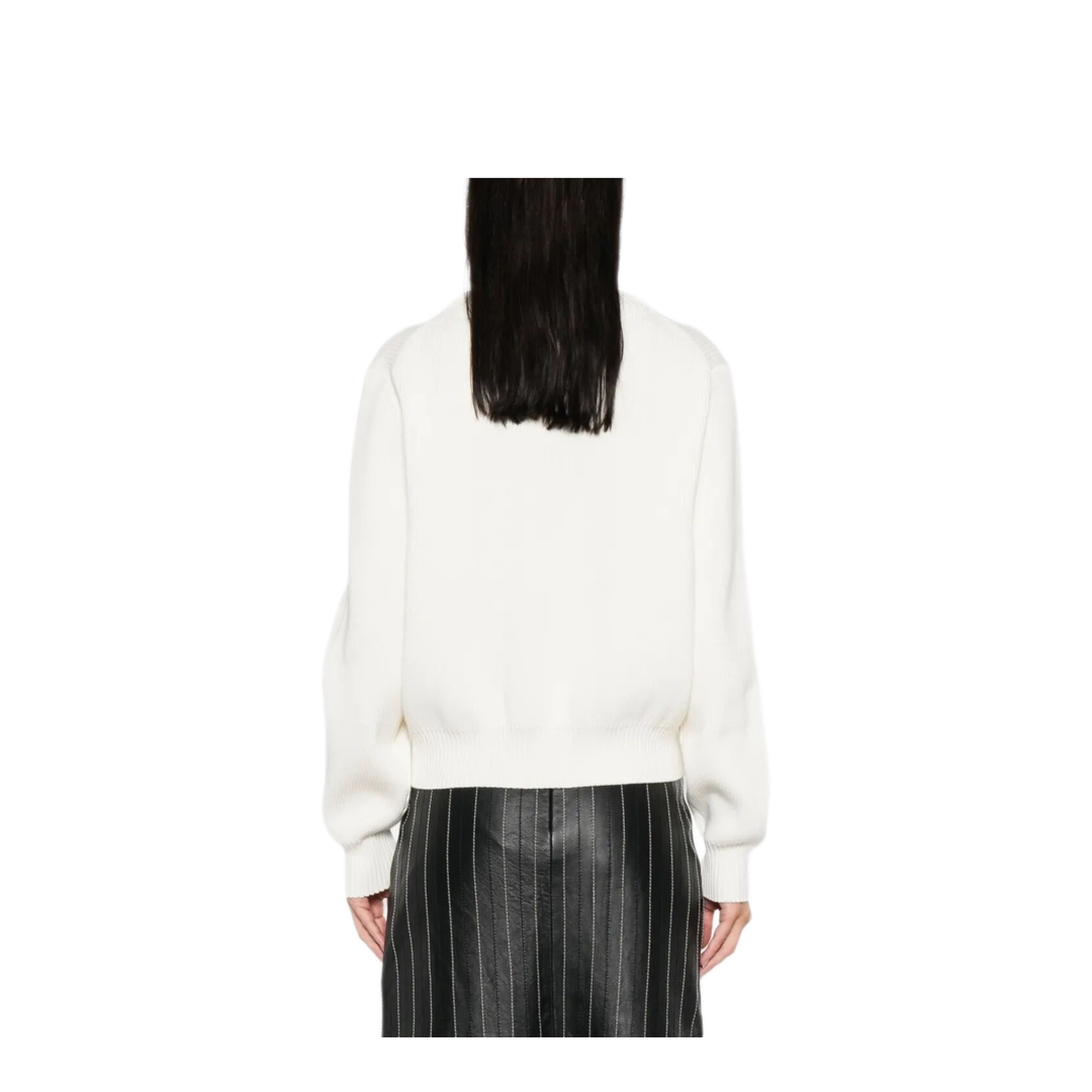 Relaxed Fit V-Neck Cotton Blend Sweater - Image 3