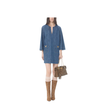Vlogo Signature Denim Short Dress - Image 3