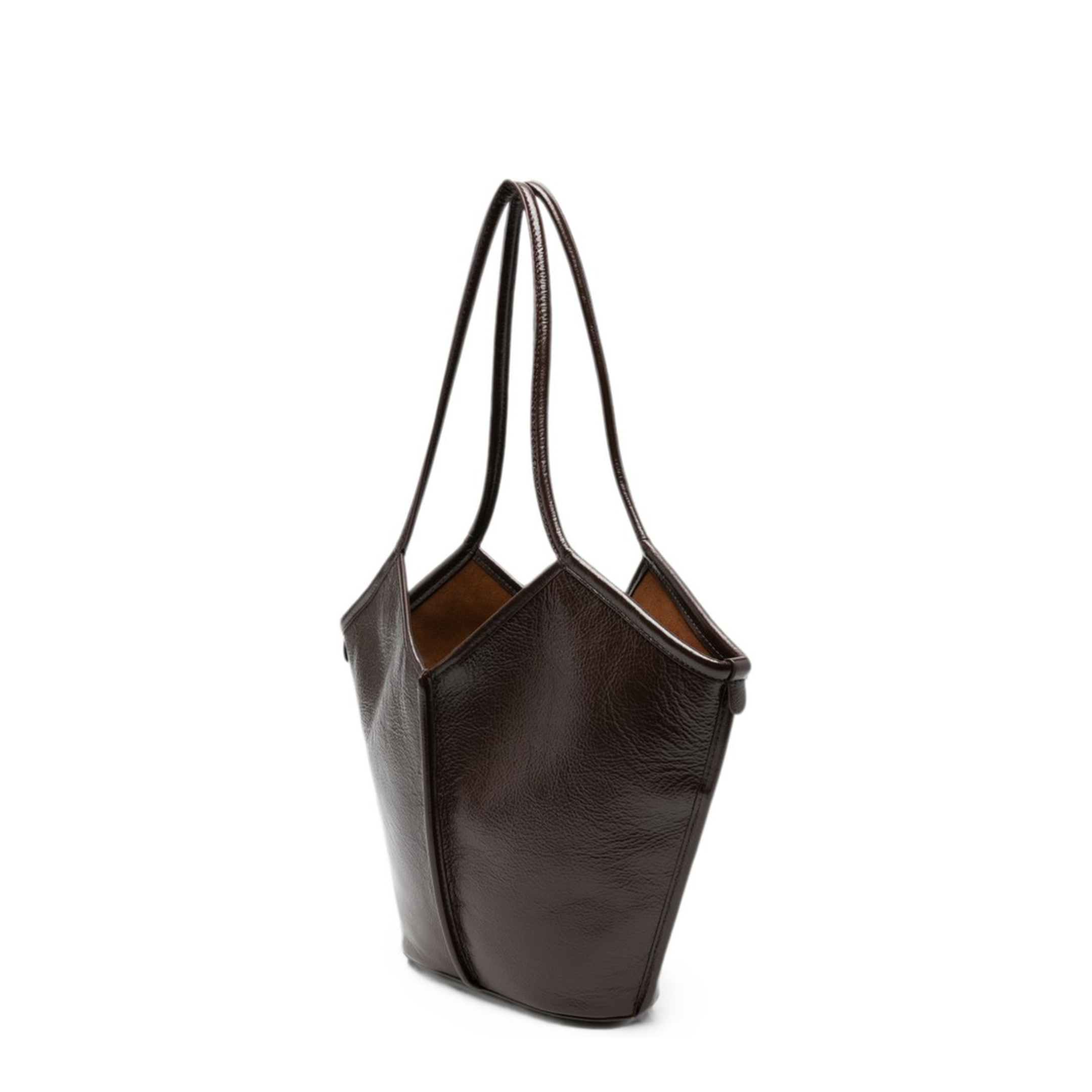 Calella Small Calf Leather Tote Bag - Dark Brown - Image 5