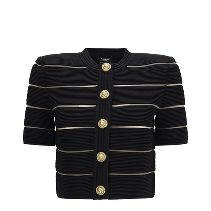Short-sleeved Buttoned Cardigan - Image 1