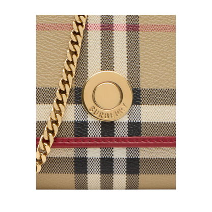 Check Pattern Chain Wallet - Beige - Image 5