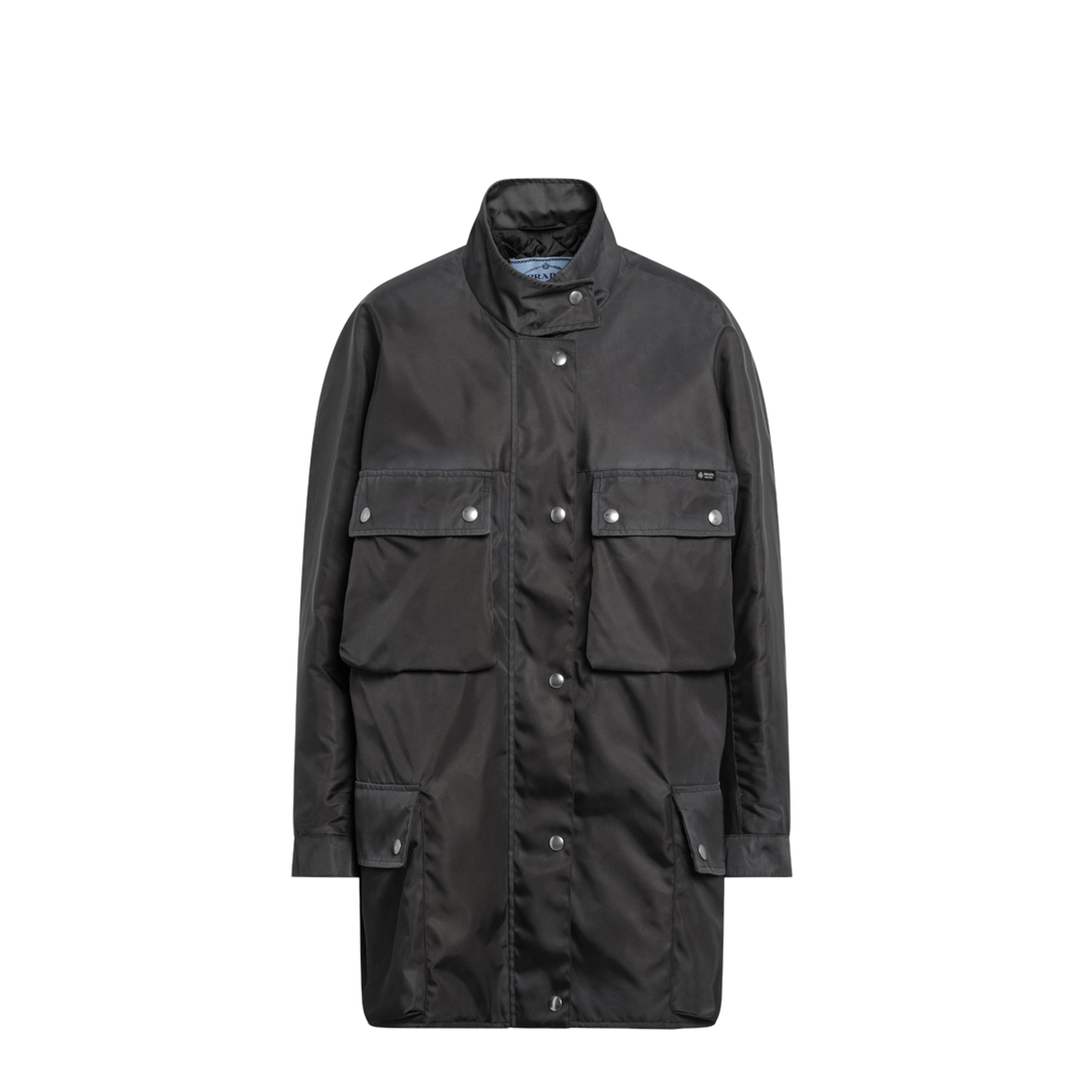 Lead-colored Washed Re-Nylon Raincoat - Image 1