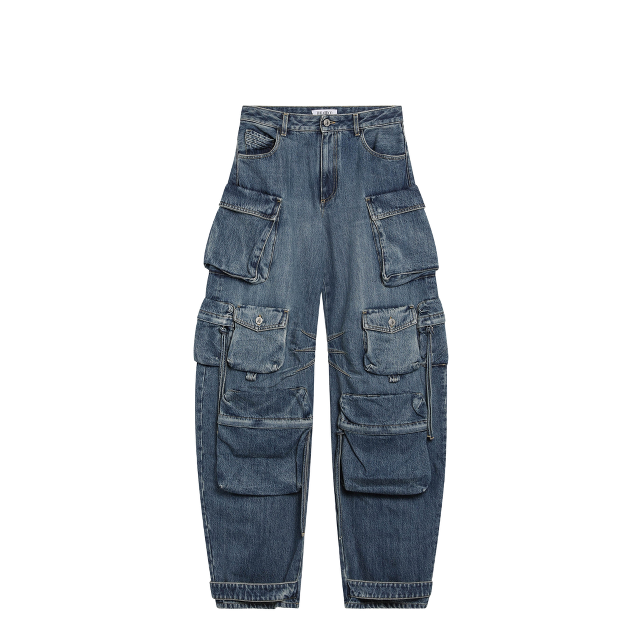Fern Washed Blue Cargo Trousers - Image 1
