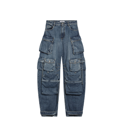 Fern Washed Blue Cargo Trousers - Image 1