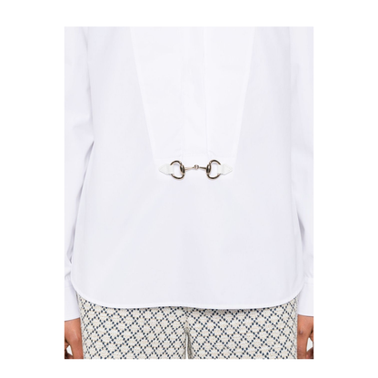 Cotton Poplin Shirt with Horsebit in White - Image 5