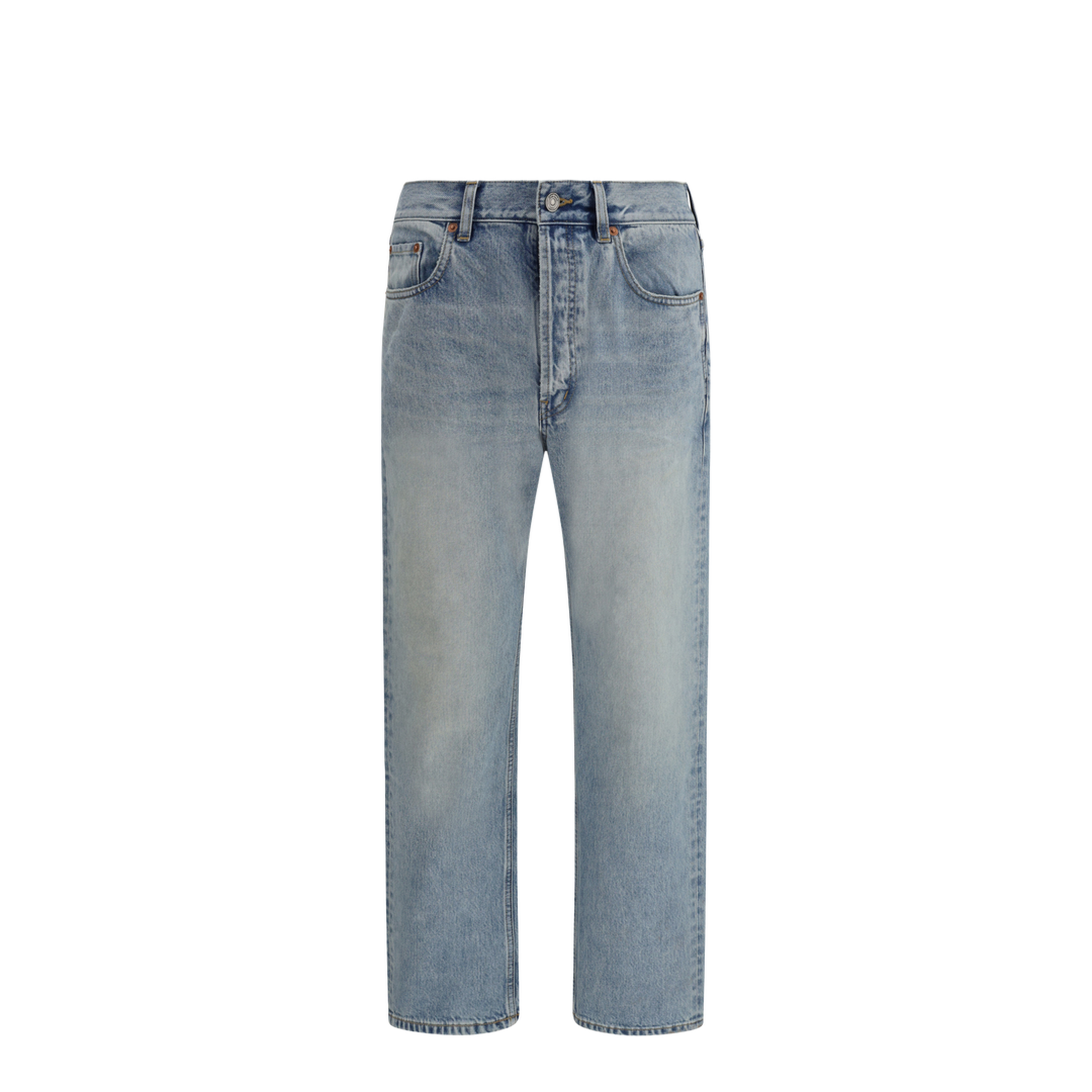 Cotton Denim Jeans with Stonewashed Finish - Image 1