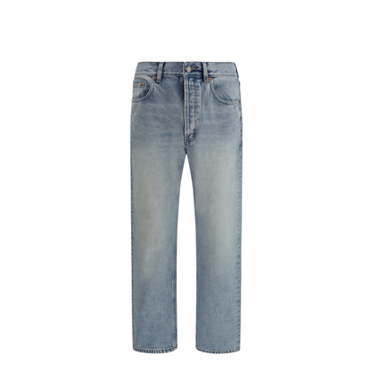 Cotton Denim Jeans with Stonewashed Finish - Image 1