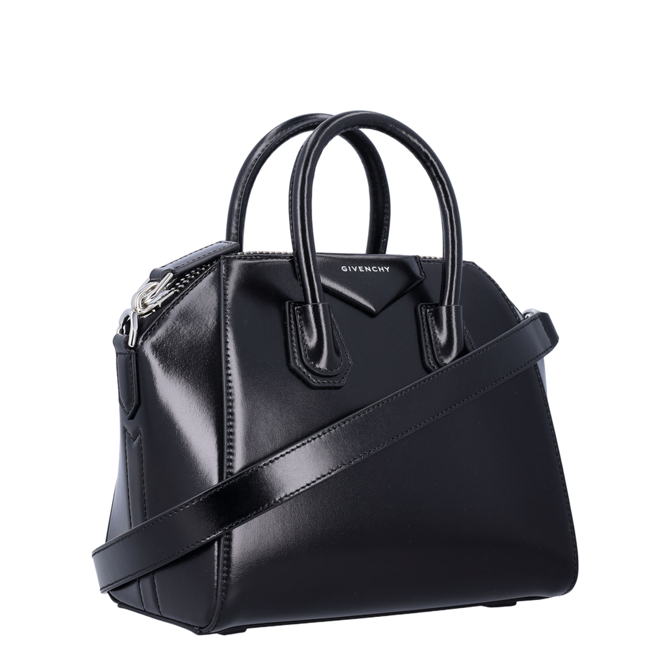 Antigona Mini Leather Shoulder Bag in Black - Image 2