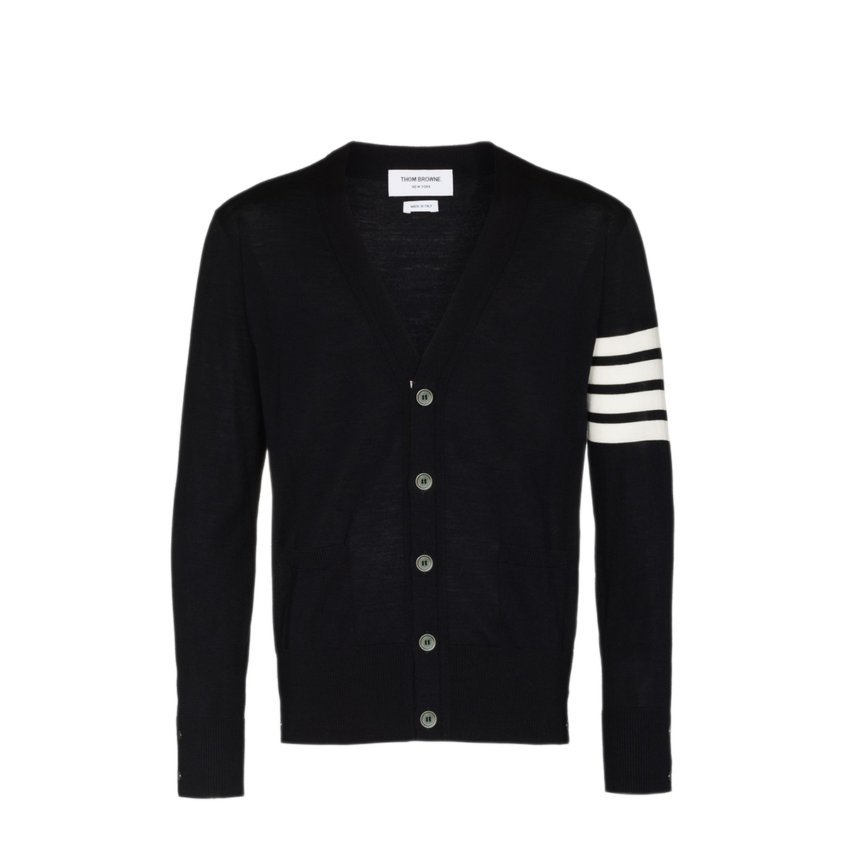 4-Bar Stripe Sustainable V-Neck Cardigan - Image 1