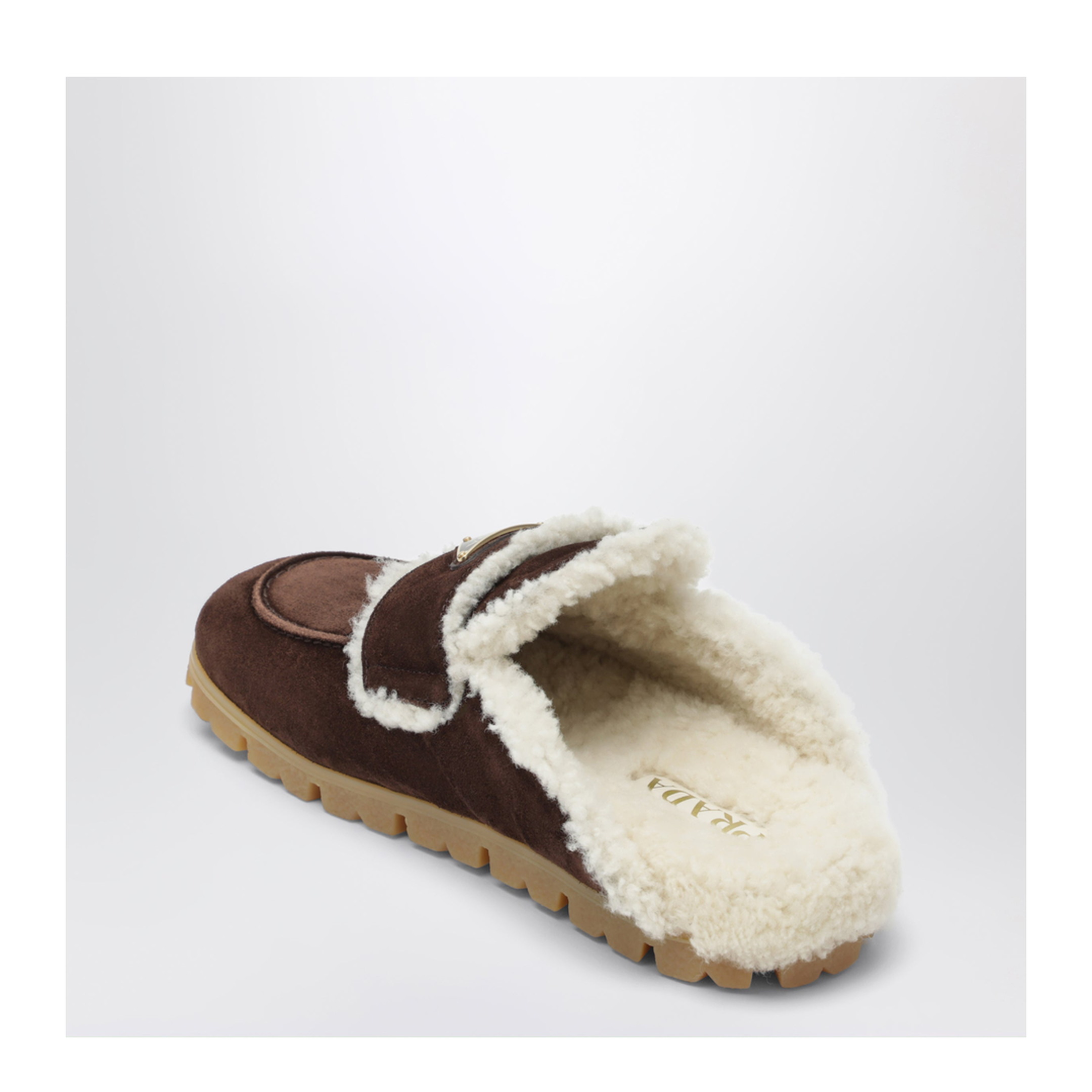 Brown Suede and Shearling Clogs - Image 2