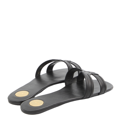 MABROUKA Slides in Smooth Leather in Black - Image 3