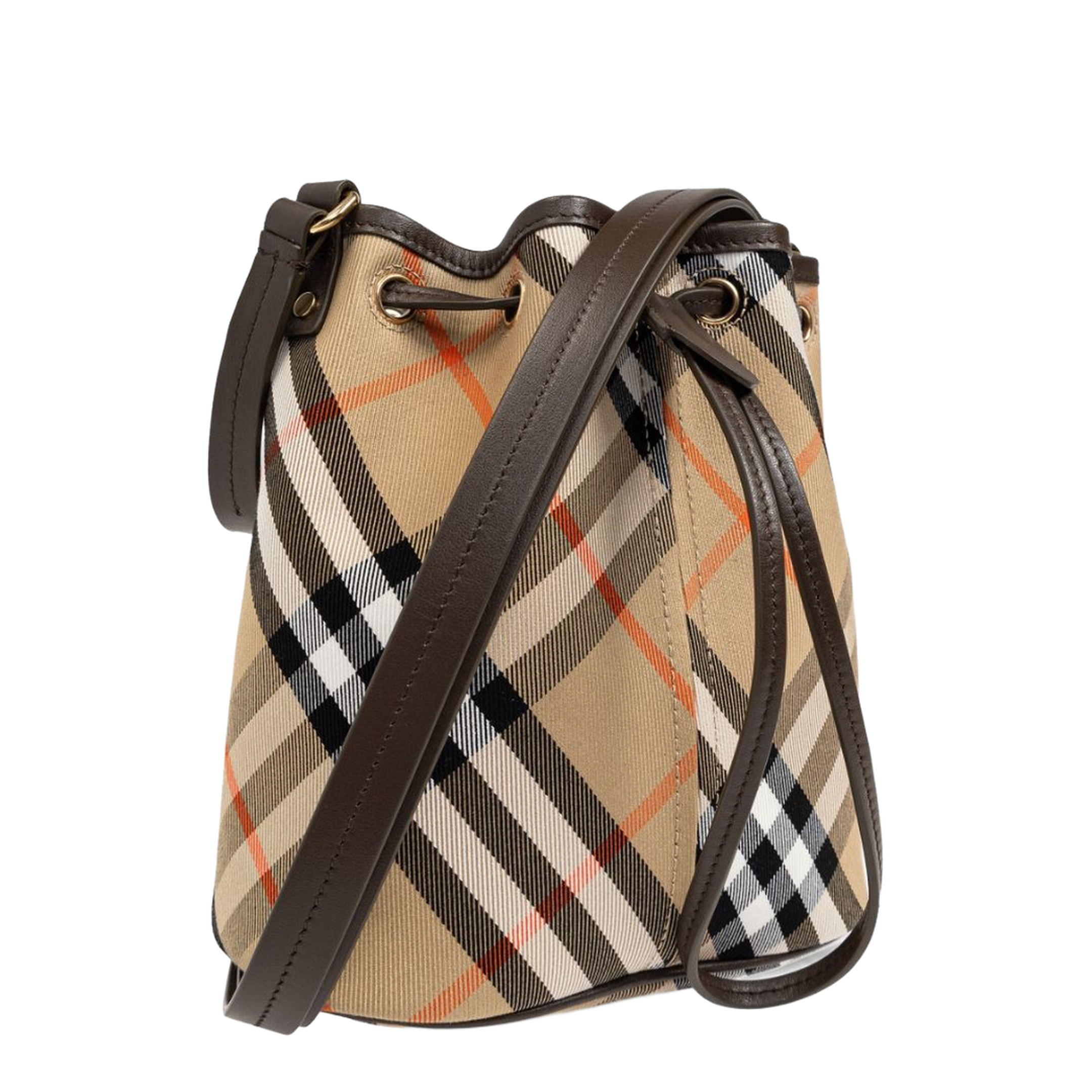 Check Mini Cotton Bucket Bag - Sand/Beige - Image 4