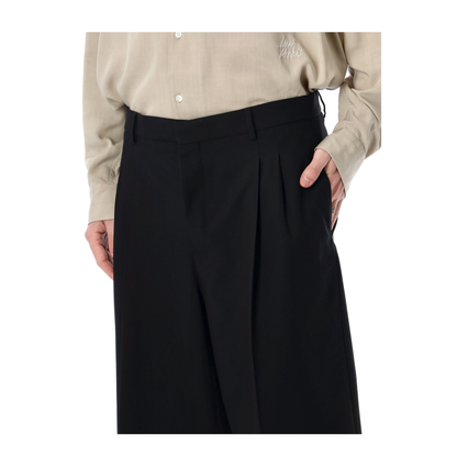 Black Pleated Bermuda Shorts in Cotton - Image 3