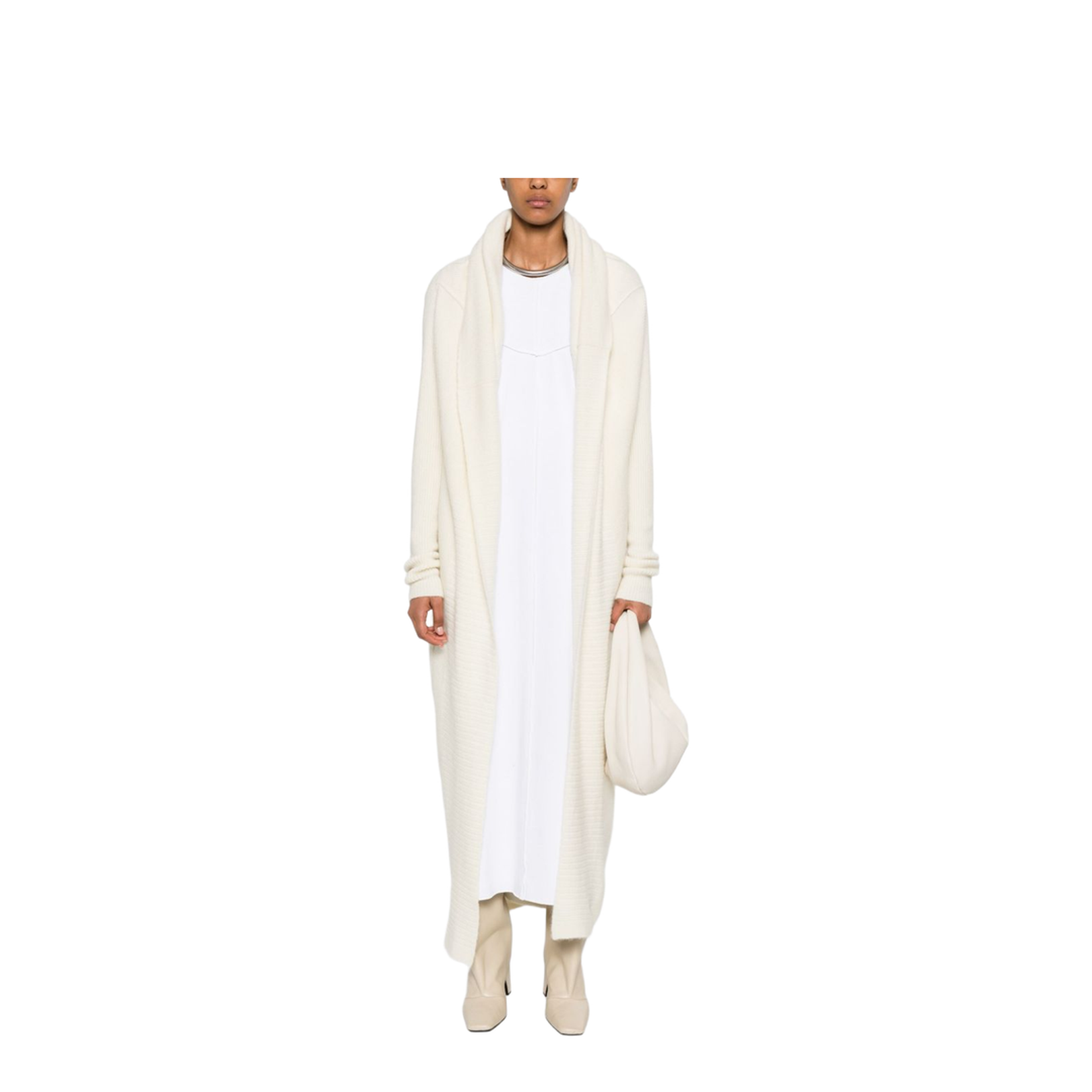 White Knitted Long Cardigan - Image 4