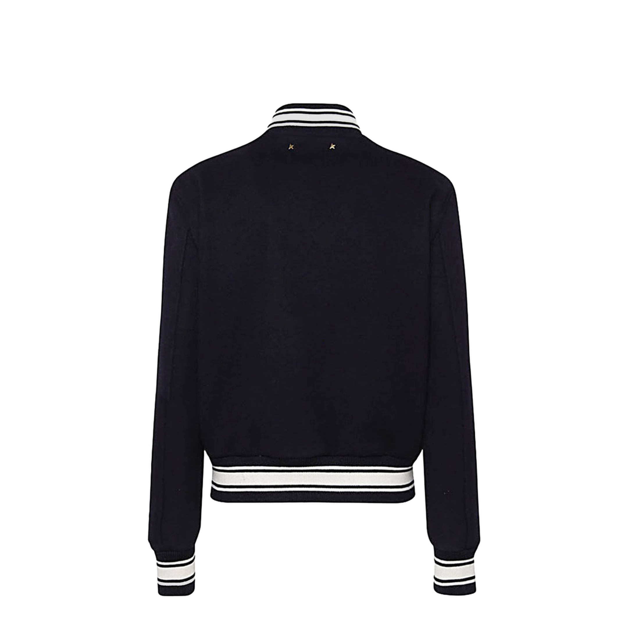 Black Virgin Wool Embroidered-Logo Bomber Jacket - Image 6