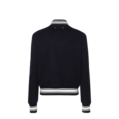 Black Virgin Wool Embroidered-Logo Bomber Jacket - Image 6
