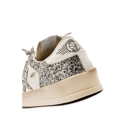 Stardan Sneakers in White and Silver Glitter - Image 3