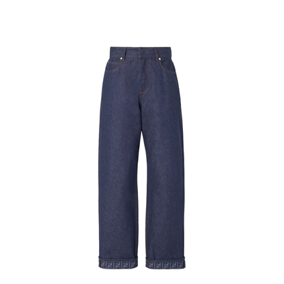 Navy Blue Wide-Leg Jeans - Image 1