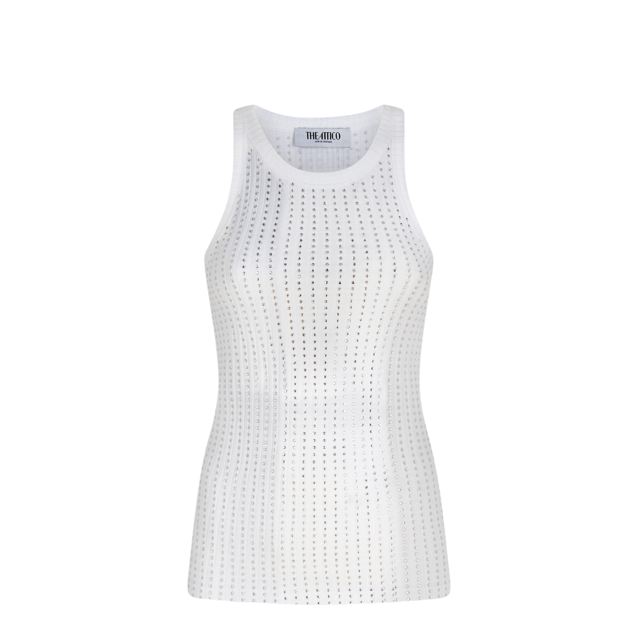 White Tank Top with Rhinestones - Image 1