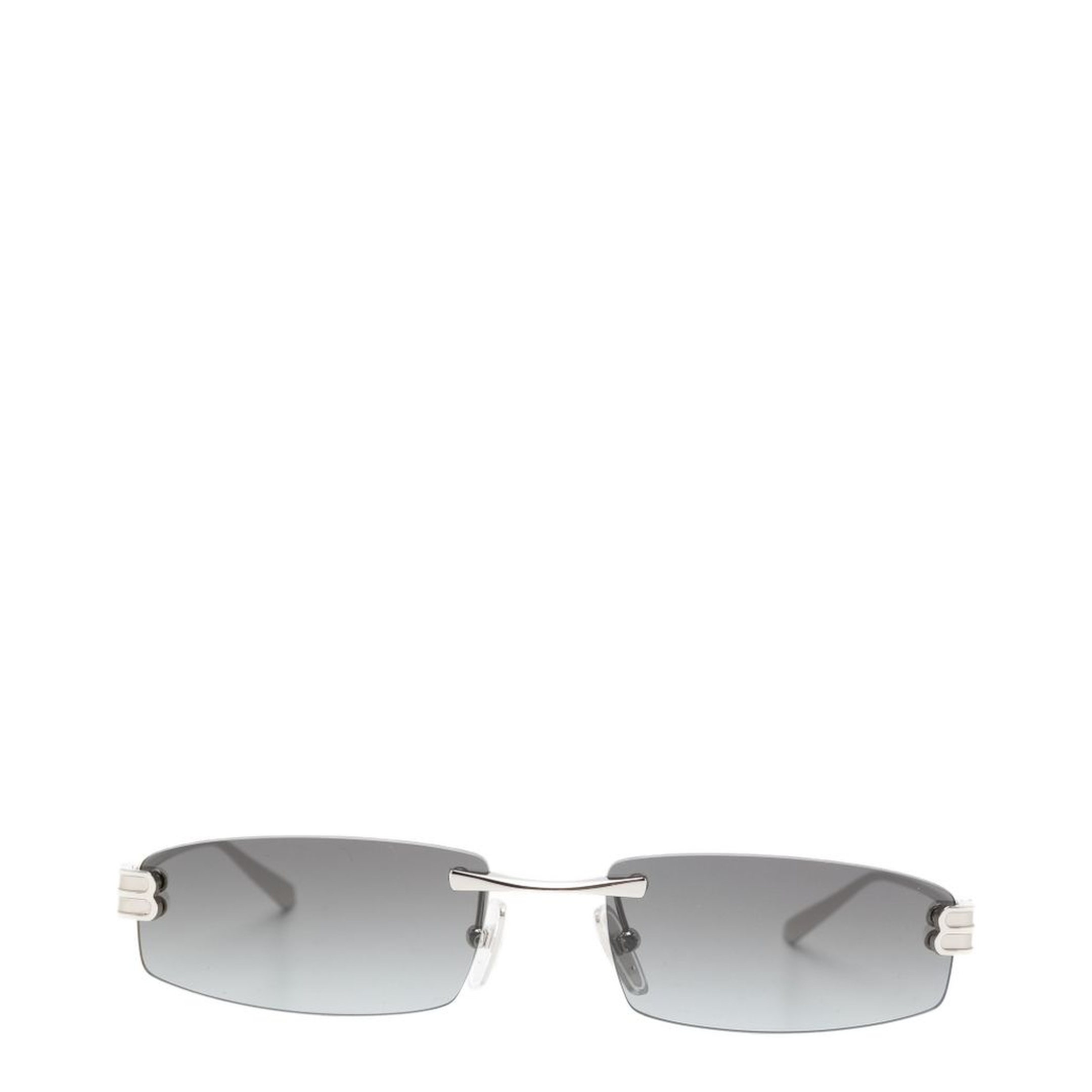 Gossip Rectangular Silver Gradient Grey Sunglasses - Image 1