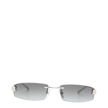 Gossip Rectangular Silver Gradient Grey Sunglasses - Image 1