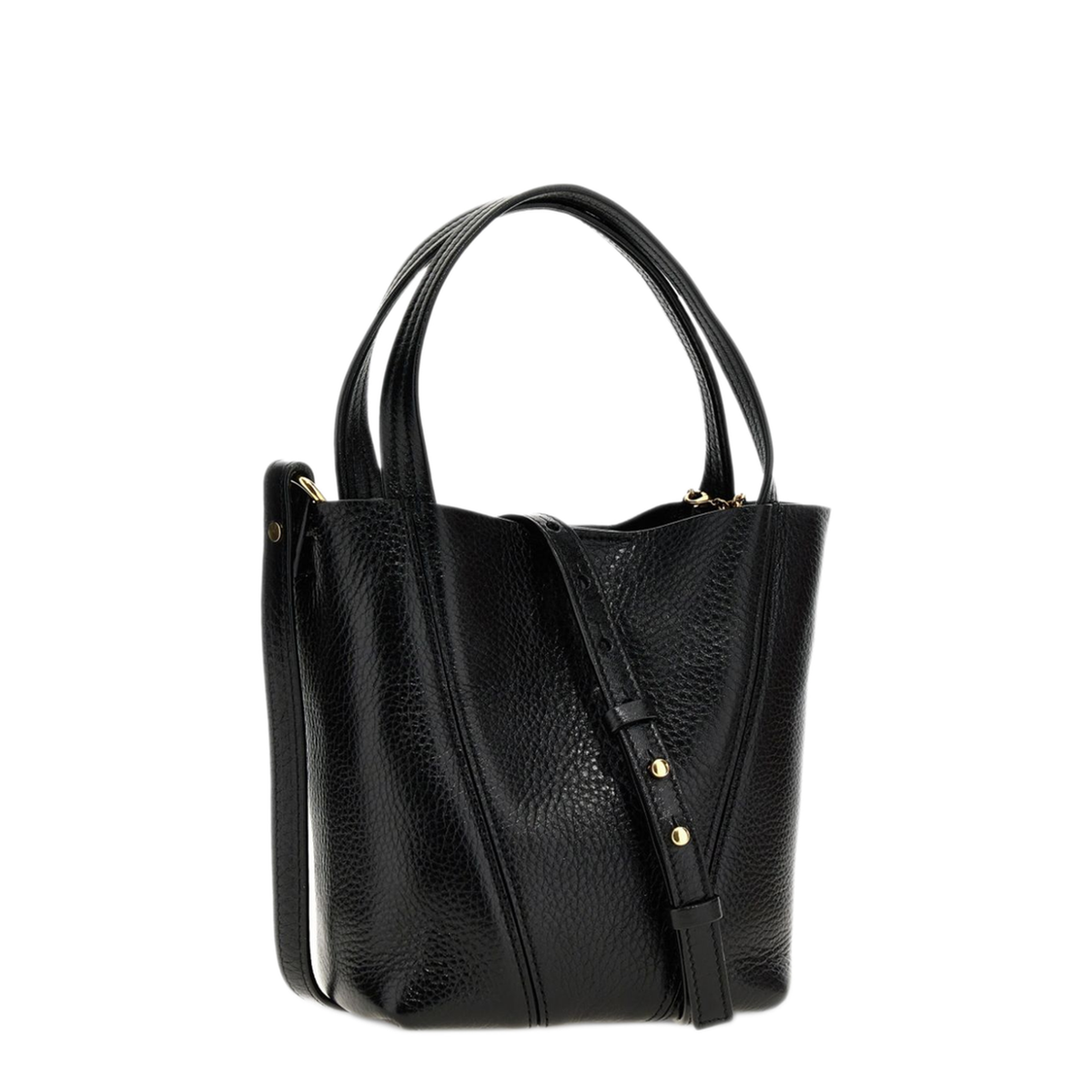 Spin Small Grained Cowhide Tote - Black - Image 2