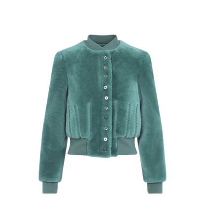 Cropped Shearling Bomber Jacket - Image 3