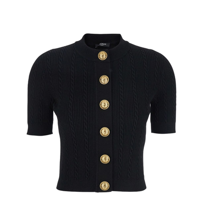 Black Cable Knit Cardigan - Image 1