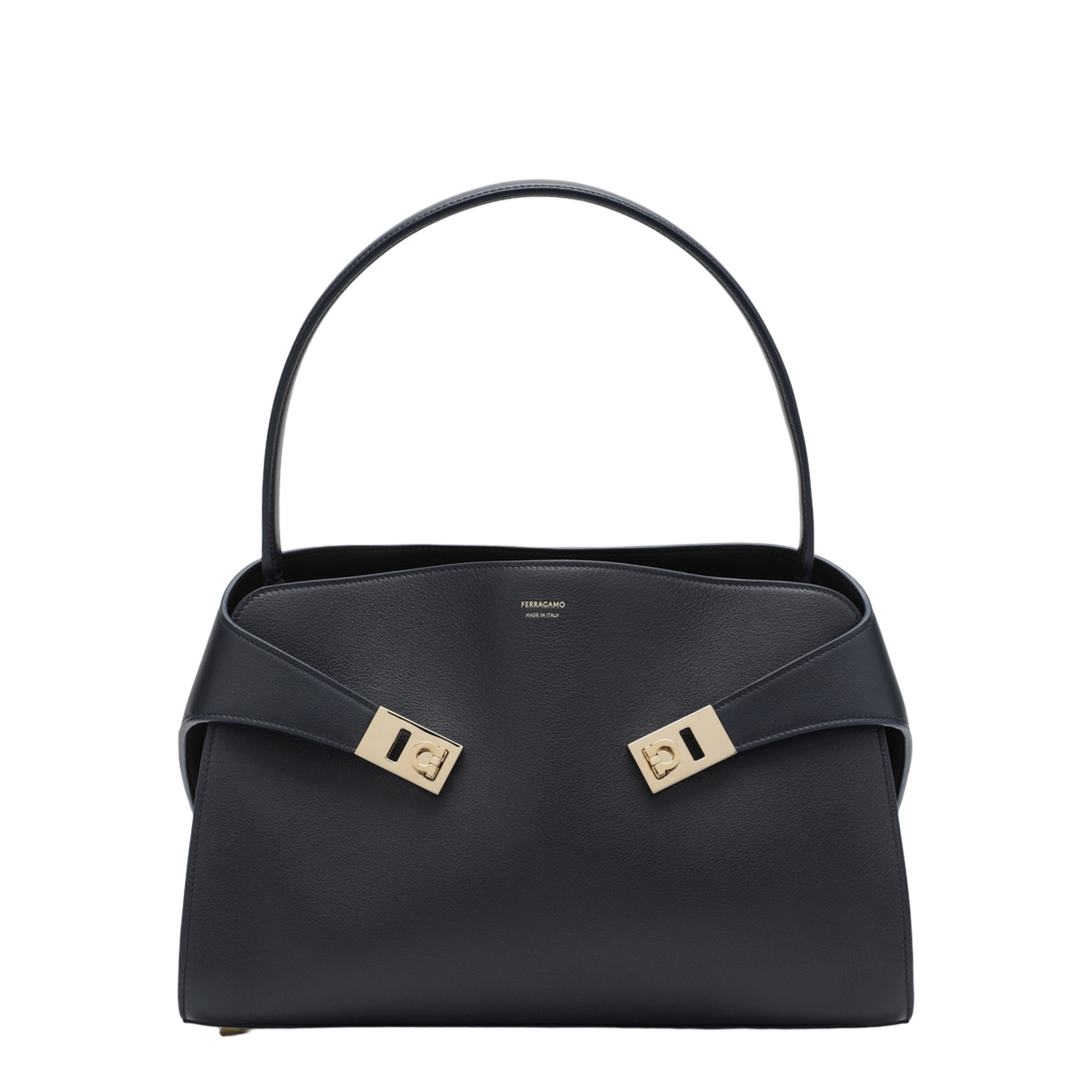 Navy Blue Hug Soft M Handbag in Leather - Image 1