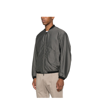 Blouson in Nylon Jacquard with Repeated Eagle Motif - Image 3