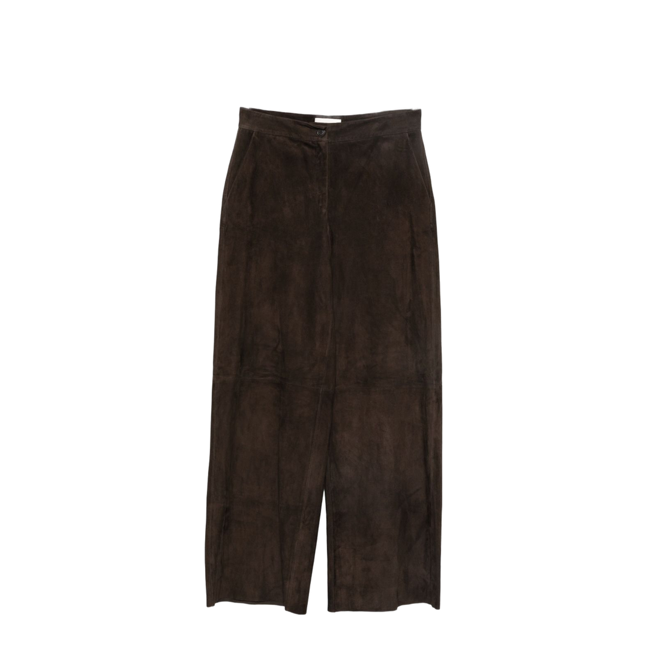 High-Waist Brown Leather Trousers - Image 1