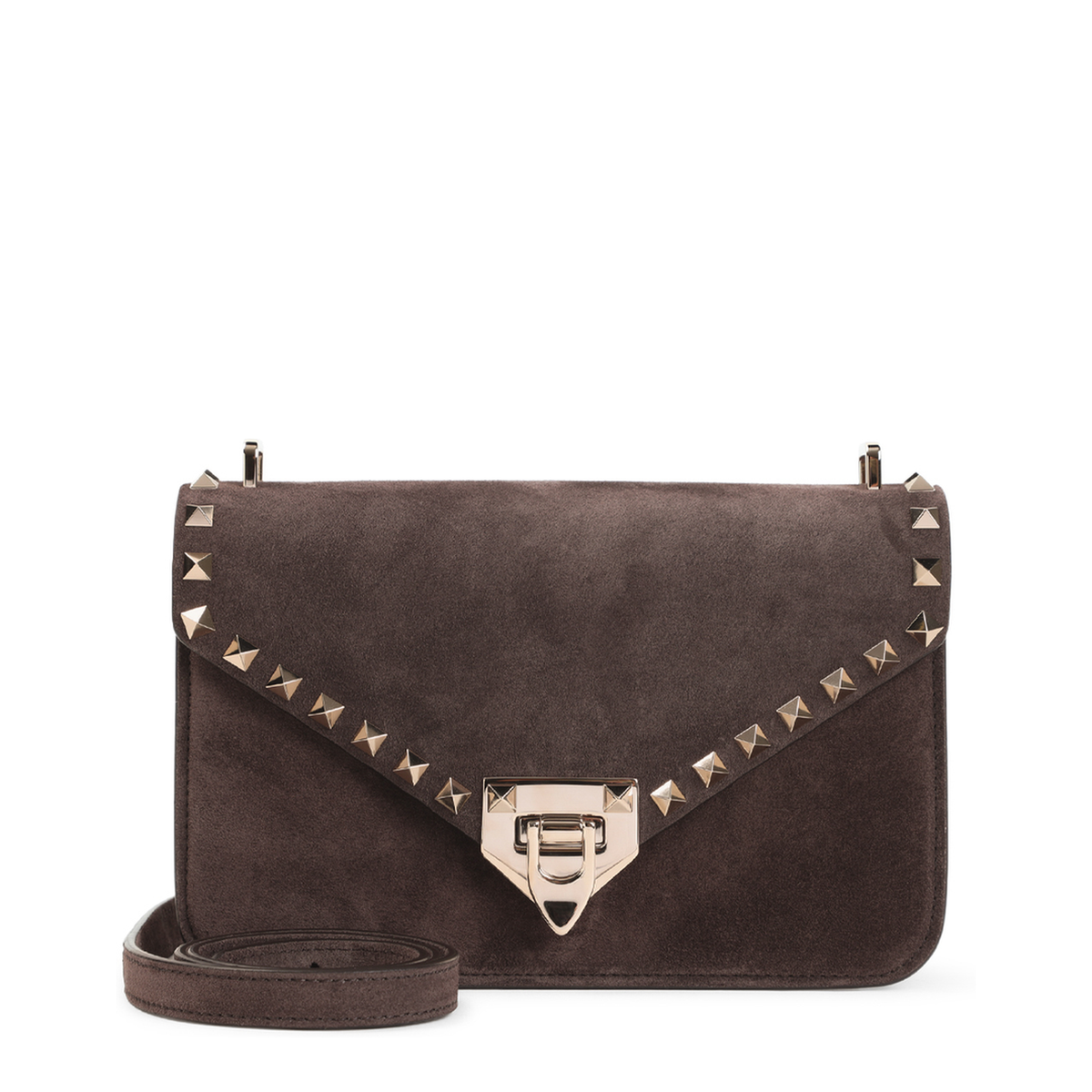 Rockstud Small Suede Crossbody - Ebony Brown - Image 2