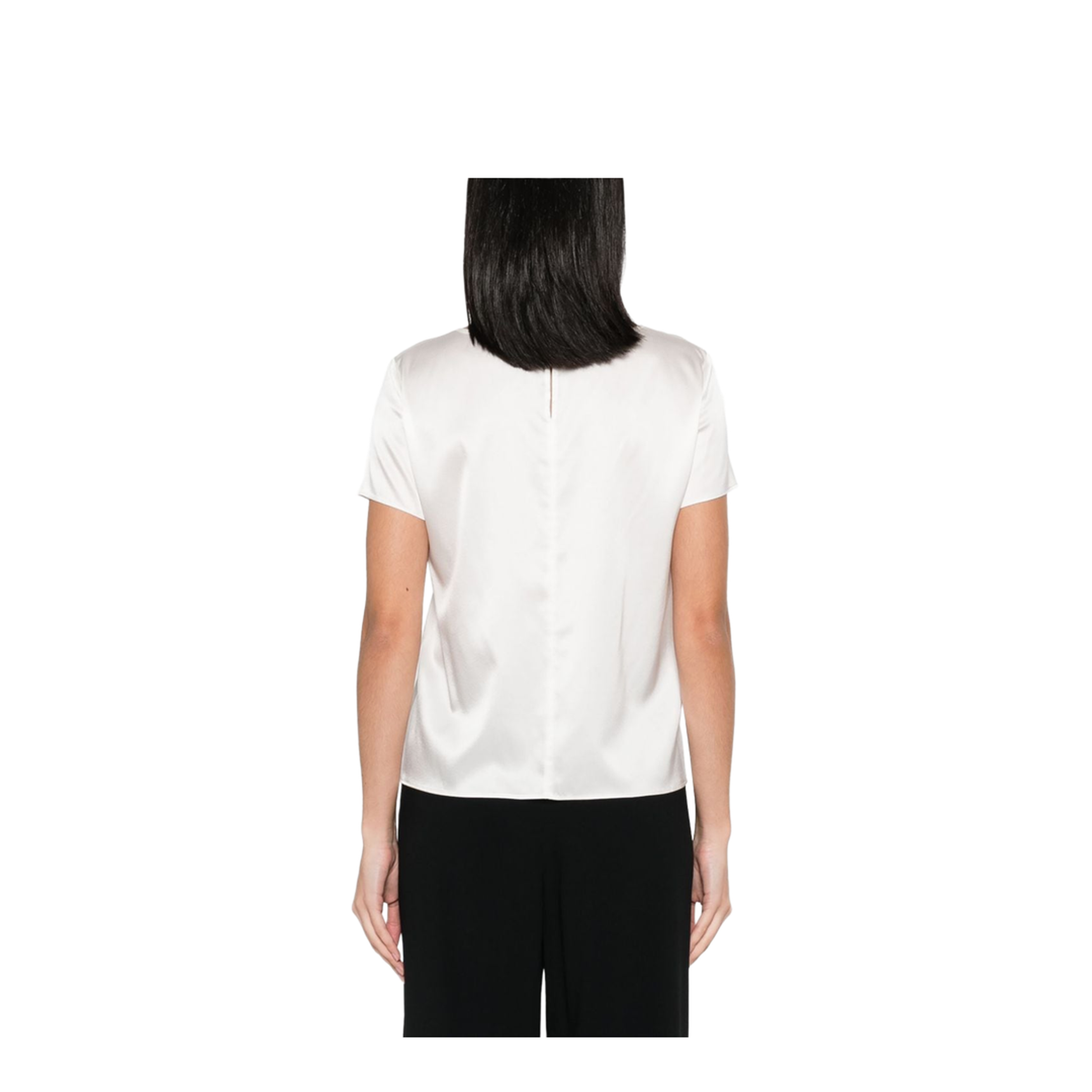 White Stretch-Silk Satin Weave Top - Image 2