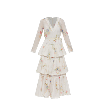Ruffles Dress Floral Print Soft Pastel - Image 1
