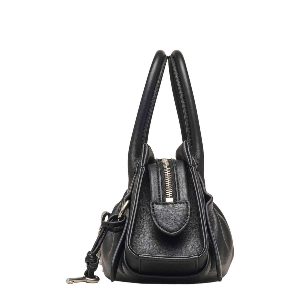 The Cristina Small Nappa Leather Satchel - Black - Image 2