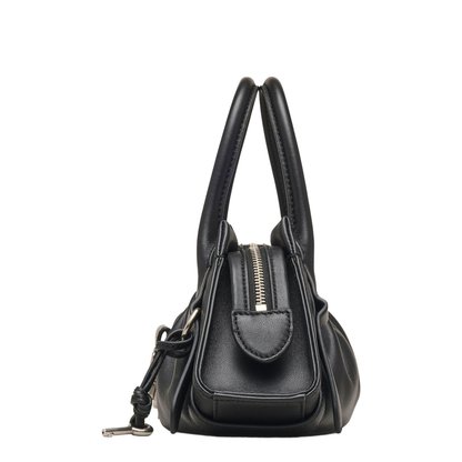 The Cristina Small Nappa Leather Satchel - Black - Image 2