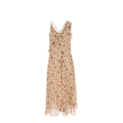 Beige Floral Pattern Dress - Image 1