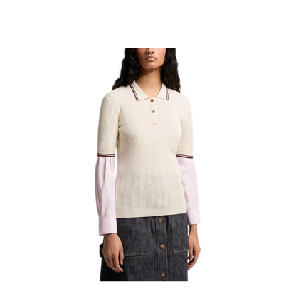 Rhombus and Logo Pattern Cotton Polo Shirt - Image 2
