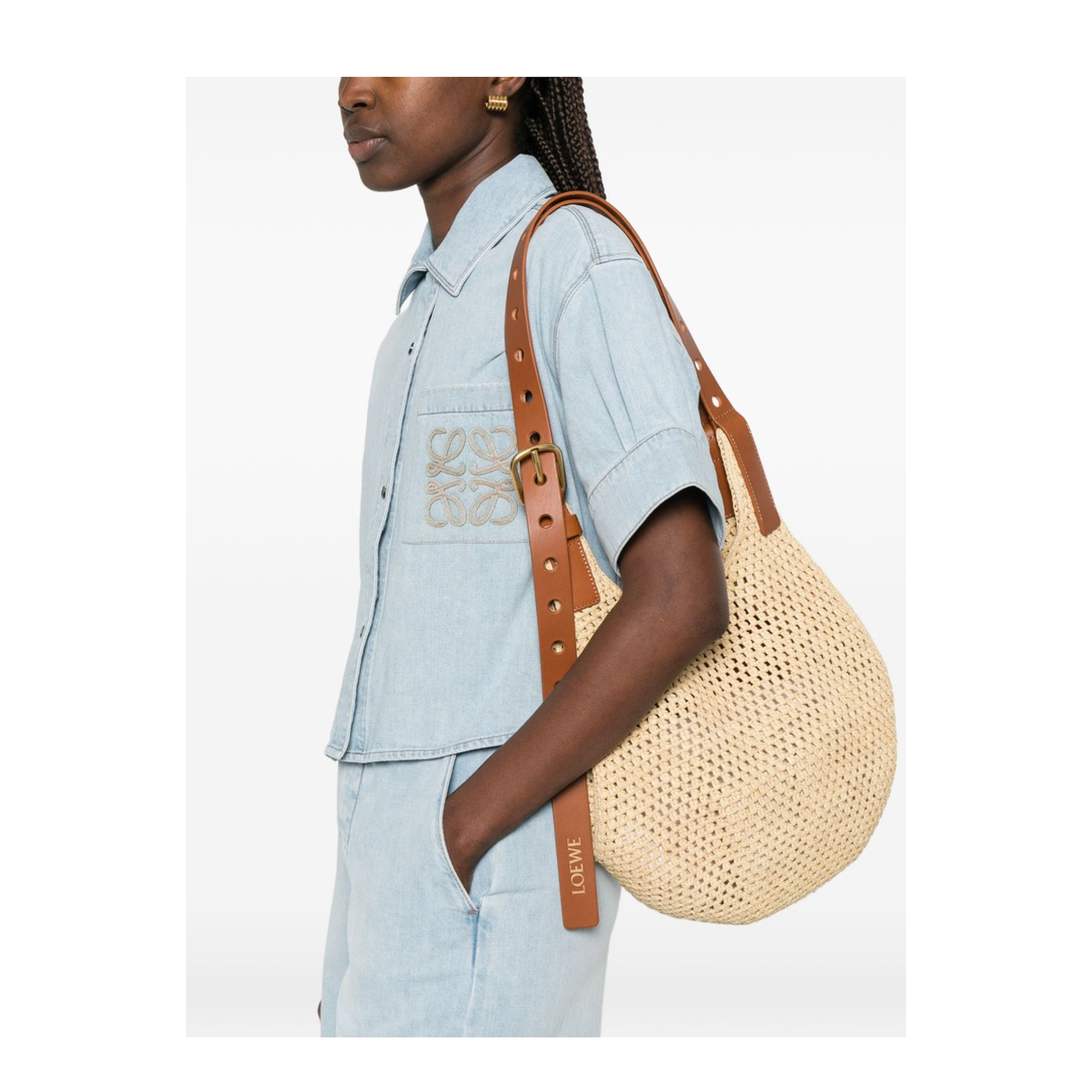 Paula’s Ibiza Small Raffia Hobo - Raffia - Natural/Tan - Image 5