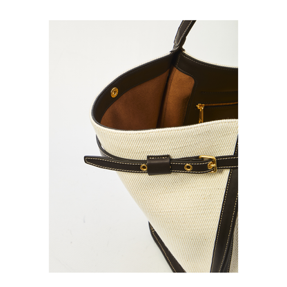 Shopping Bag in Canvas and Leather Medium - Image 3