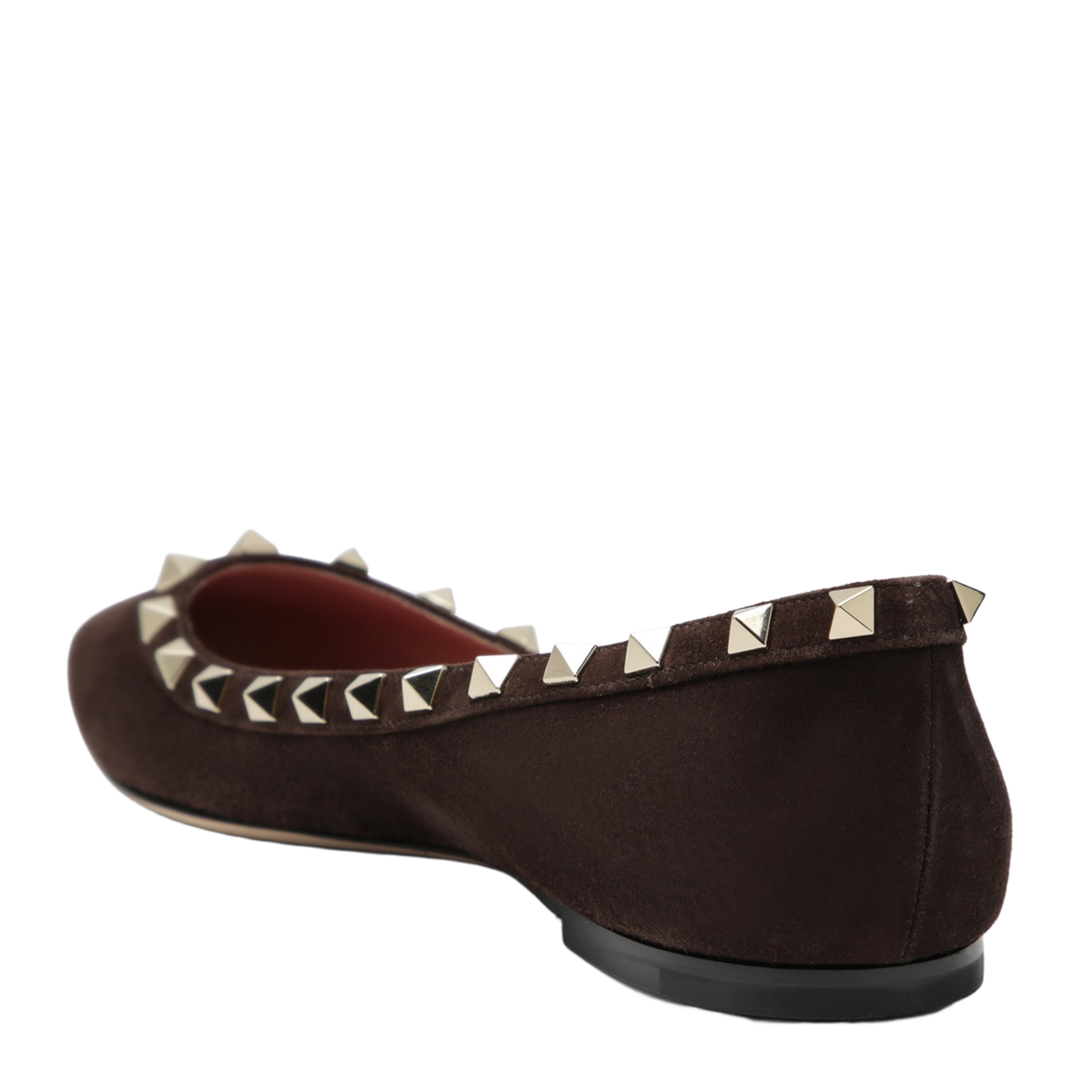 Brown Suede Rockstud Ballet Flats - Image 2