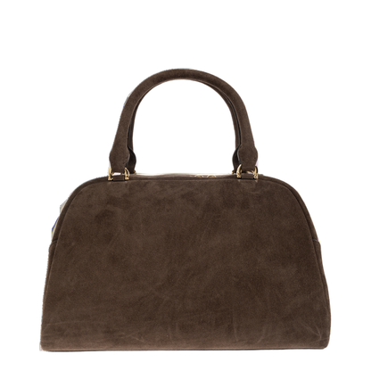 Antigona East-West Soft Medium Suede Handbag - Ebony Brown - Image 3