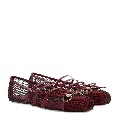 Horsebit Ballet Flat in Rosso Ancora Mesh - Image 2