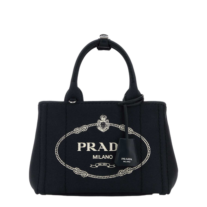 Dark Blue Canvas Small Jardinière Handbag - Image 1