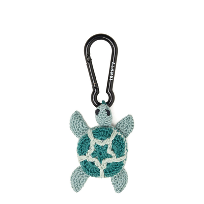 Clear Blue Keychain — Aquamarine Crochet Turtle Charm - Image 1