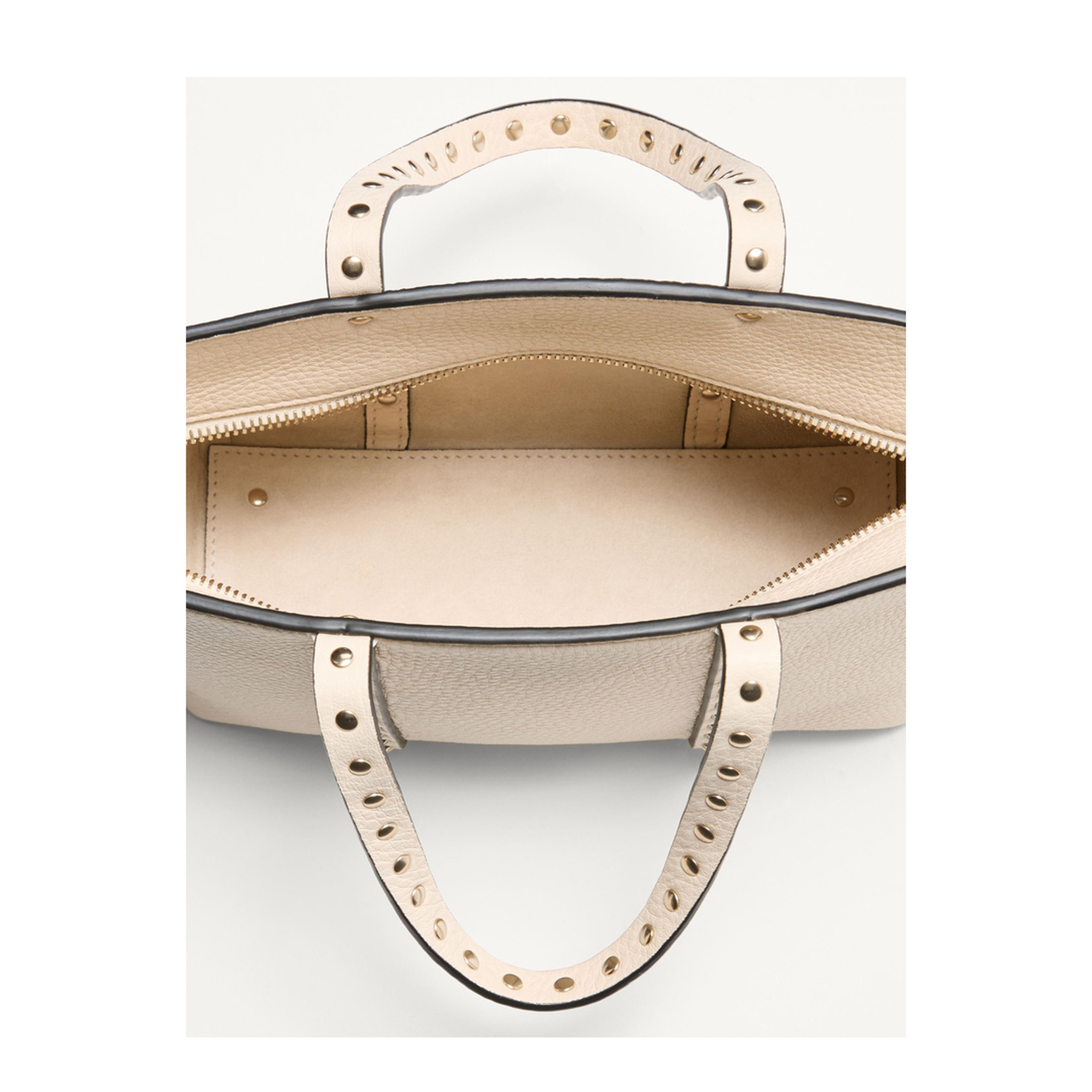 Sand Leather Small Rockstud Shopping Bag - Image 4