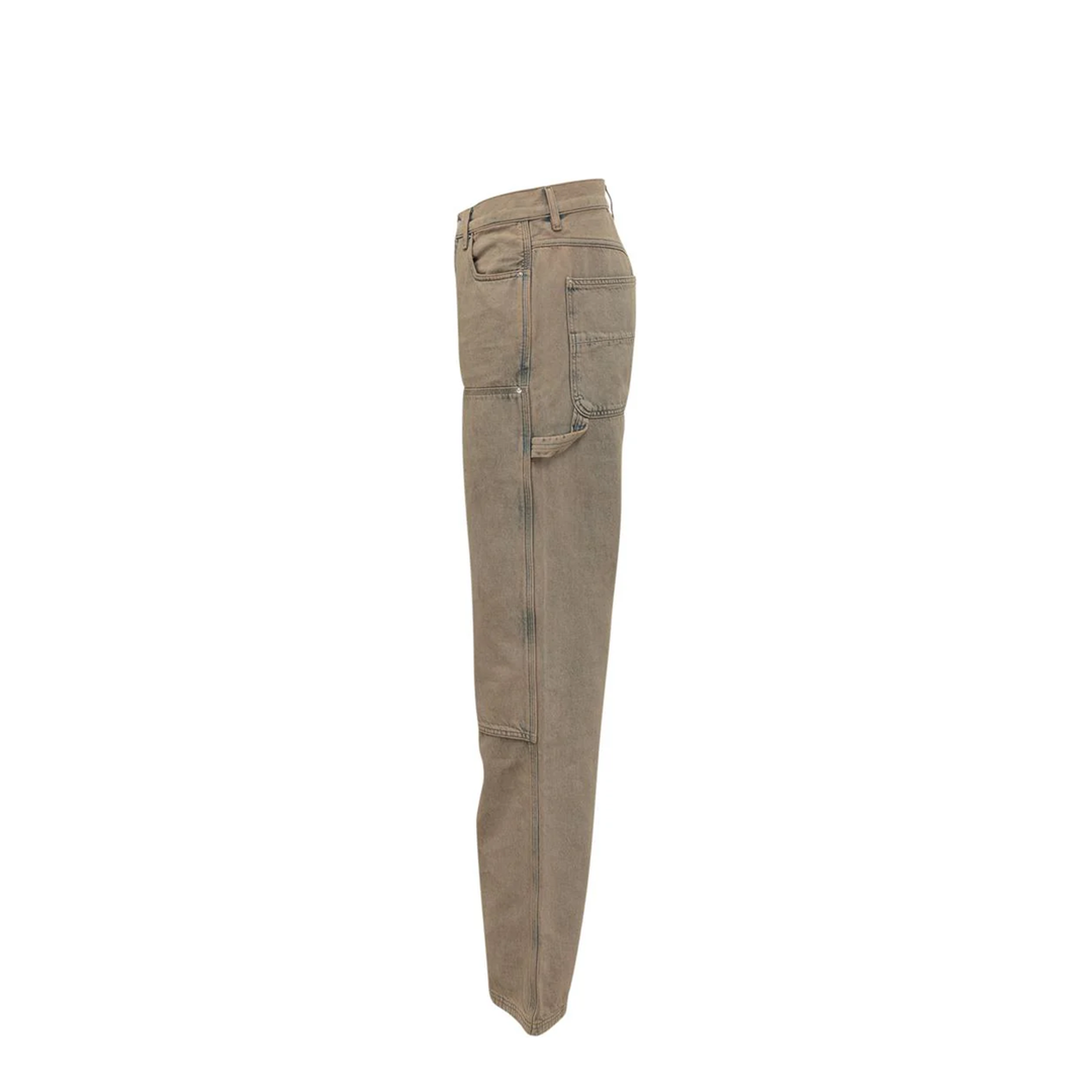 Beige Carpenter Multi-Pocket Denim Jeans - Image 4