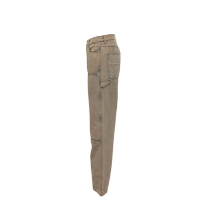 Beige Carpenter Multi-Pocket Denim Jeans - Image 4