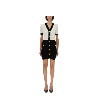 Two-tone cable-knit bodycon dress - Image 1
