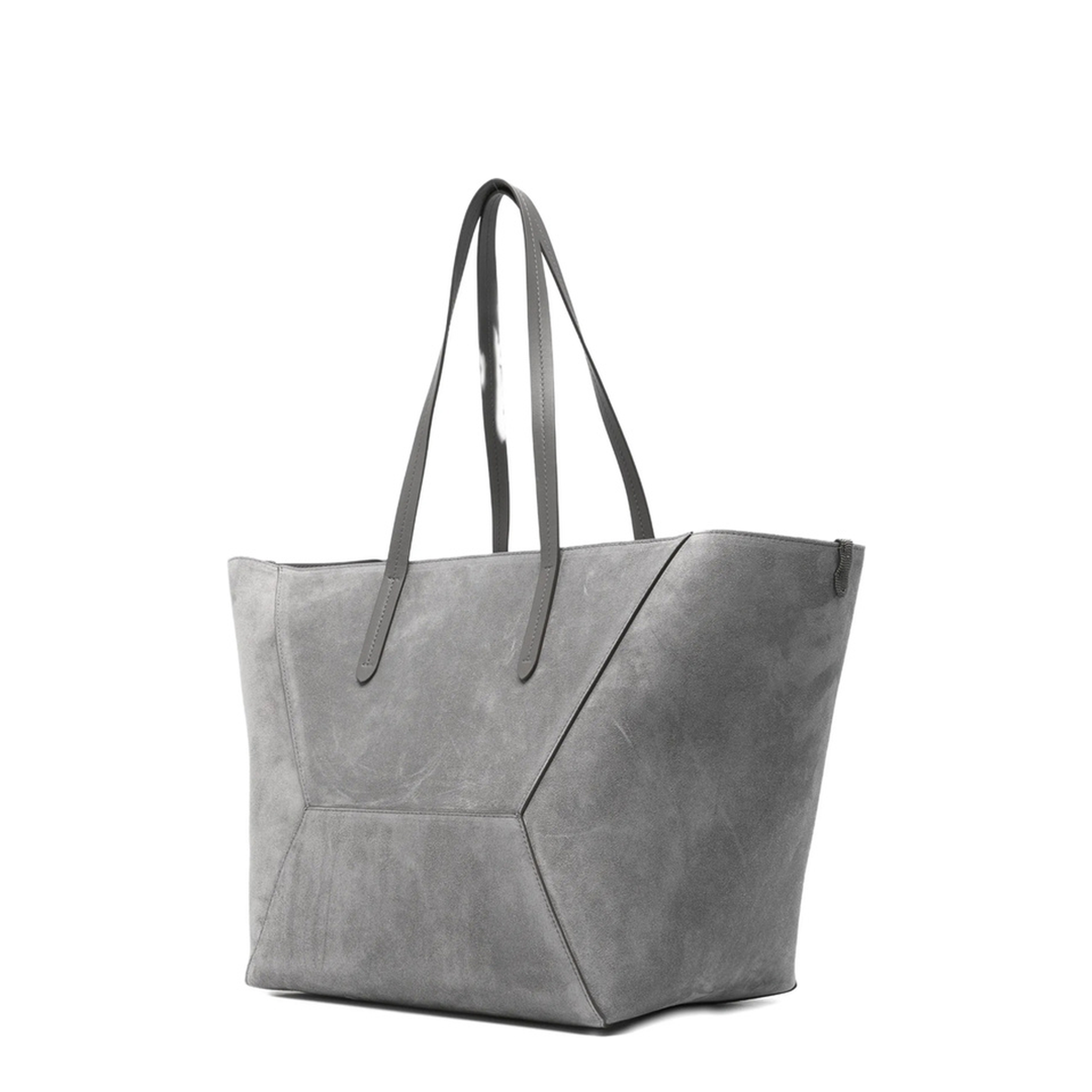 Duo Medium Suede Shopper Tote - Grigio - Image 2